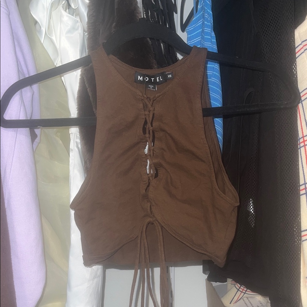 NWT Motel Rocks Lace-Up Crop Tank